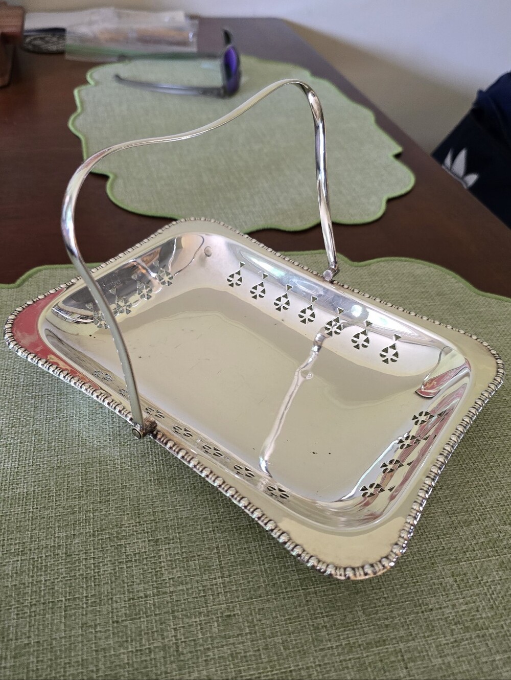 Silver-Plated Decorative Serving Basket